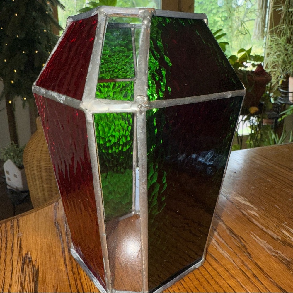 Stained Glass Candle Lantern Geometric Vase